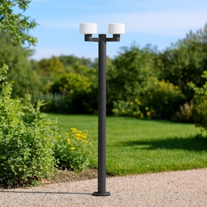 Lampione alto 2 luci da giardino antracite moderno