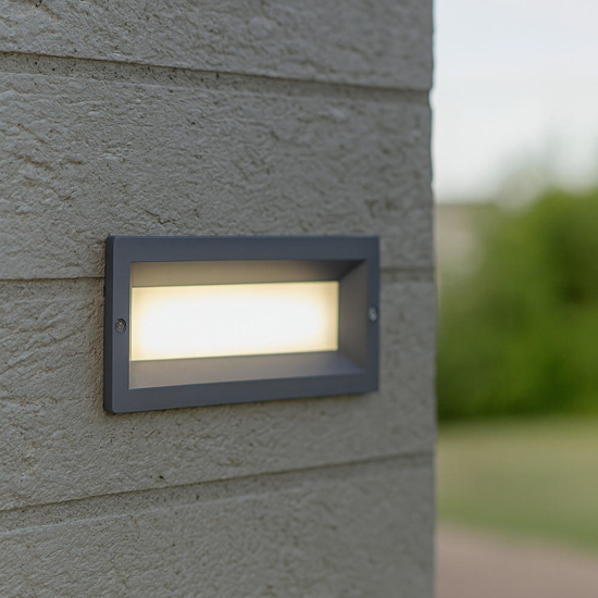 Segnapasso rettangolare per esterni da incasso parete grafite led 12w 4000k