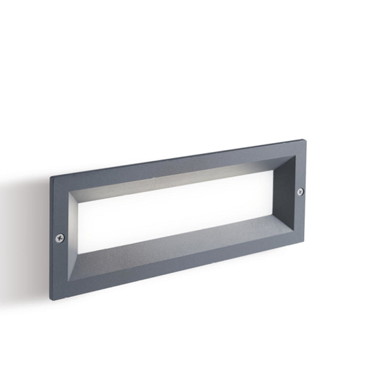 Segnapasso rettangolare per esterni da incasso parete grafite led 12w 4000k