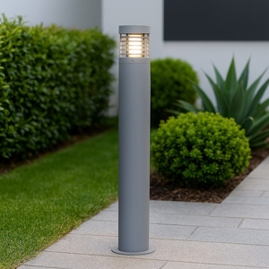 Lampione da giardino 110cm cilindro grigio