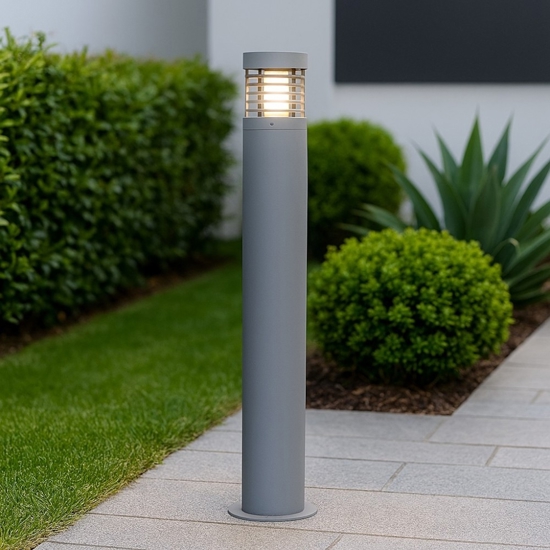 Lampione da giardino 110cm cilindro grigio