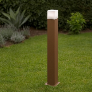 Lampione da esterno giardino quadrato marrone moderno gea luce