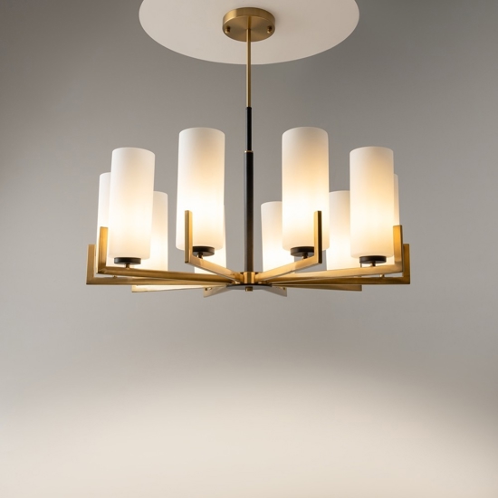 Maytoni fortano lampadario moderno 10 luci con paralumi cilindrici