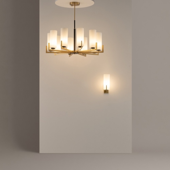 Maytoni fortano lampadario moderno 10 luci con paralumi cilindrici
