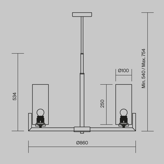 Maytoni fortano lampadario moderno 10 luci con paralumi cilindrici