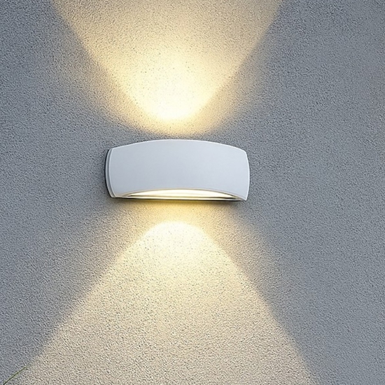 Giove ap1 ideal lux applique curvo per esterni ip54 bianco luce sopra sotto