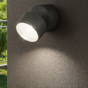 Omega ap round applique da esterno antracite ip54 7w 4000k orientabile