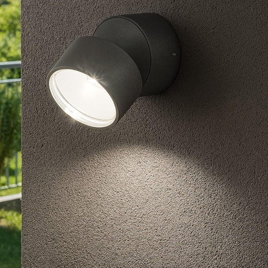 Omega ap round applique da esterno antracite ip54 7w 4000k orientabile