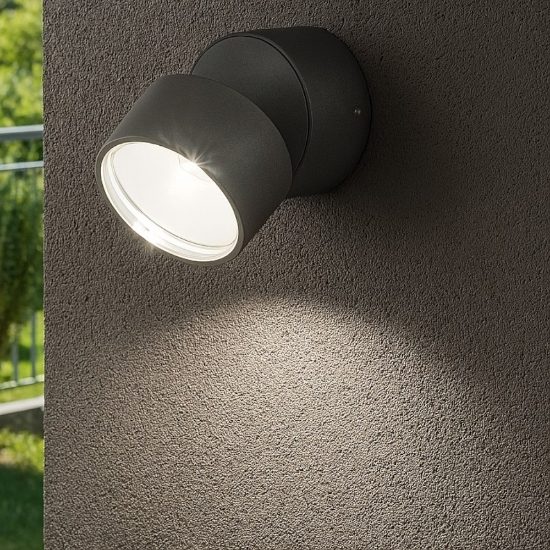 Omega ap round applique da esterno antracite ip54 led 7w 4000k orientabile