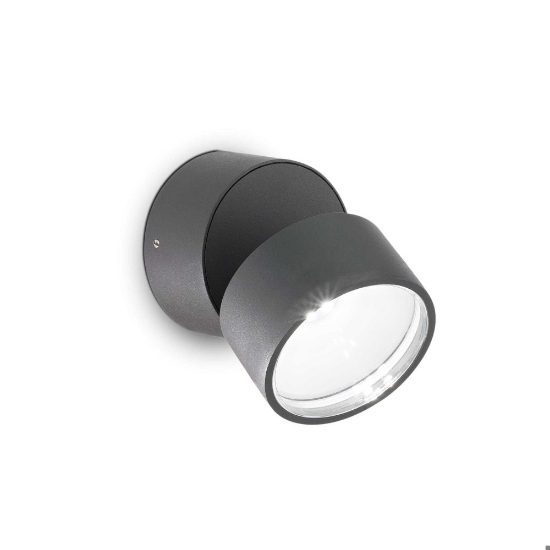 Omega ap round applique da esterno antracite ip54 led 7w 4000k orientabile