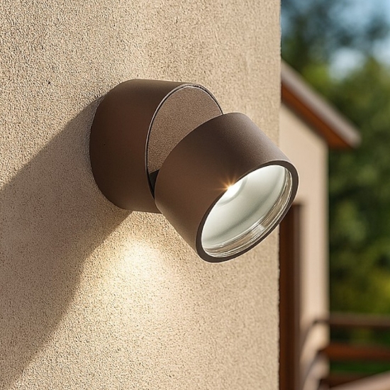 Omega ap round 4000k applique rotondo da esterno coffee led 7w ideal lux