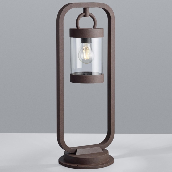 Lampioncino da giardino rustico marrone con sensore crepuscolare