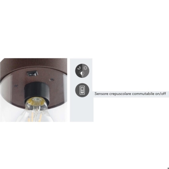 Lampioncino da giardino rustico marrone con sensore crepuscolare