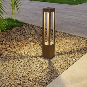 Lampione corten marrone led 10w 3000k da esterno ip54 illuminazione giardino