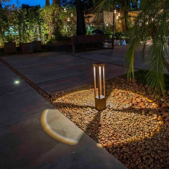 Lampione corten marrone led 10w 3000k da esterno ip54 illuminazione giardino