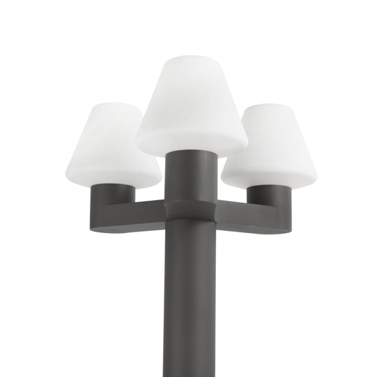 Paletto lampione alto tre luci da giardino per esterni ip44 moderno antracite