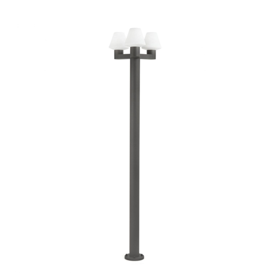 Paletto lampione alto tre luci da giardino per esterni ip44 moderno antracite