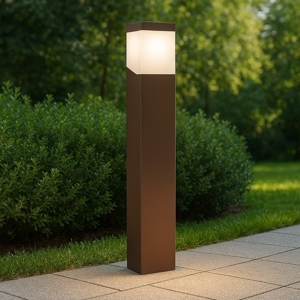 Lampiocnino da giardino moderno corten marrone gea luce sury