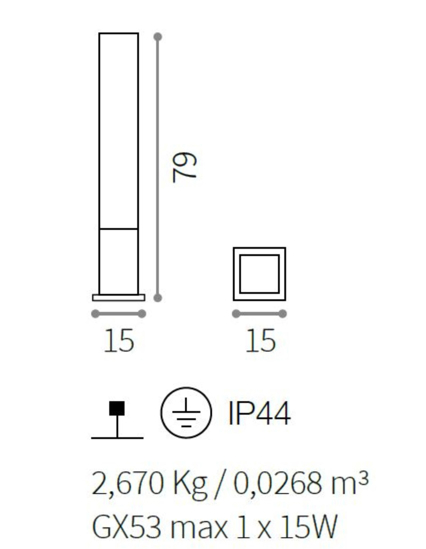 Edo pt1 ideal lux lampione per giardino esterno ip44 marrone