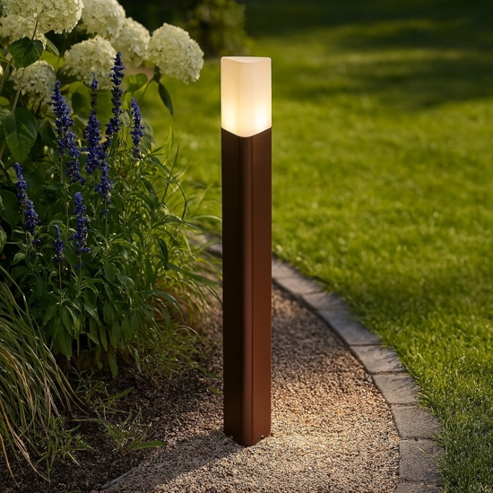 Pulsar pt1 paletto per esterno giardino ip44 marrone corten ideal lux