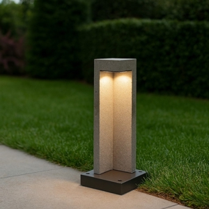 Ideal lux titano pt h49 3000k lampioncino grigio cemento led 9w