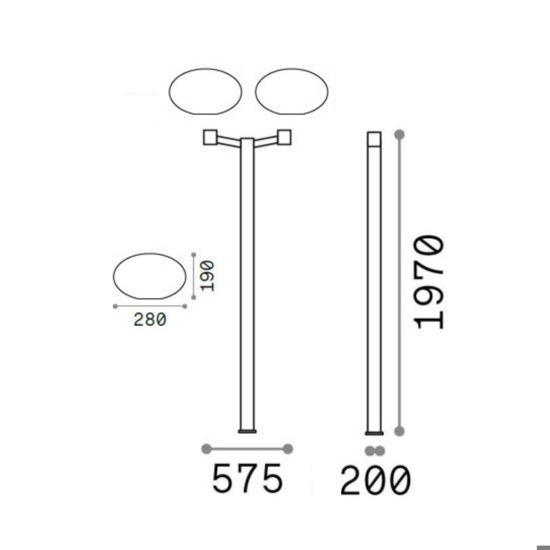 Lampione alto da giardino clio mpt2 ideal lux marrone 197cm