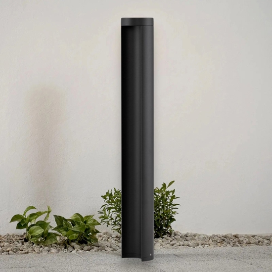 Lampione da giardino moderno led 9w 3000k cilindrico nero