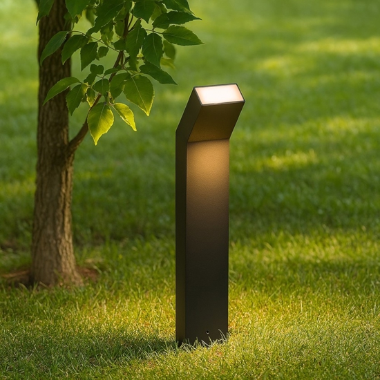 Lampione nero per giardini led 3000k basso moderno