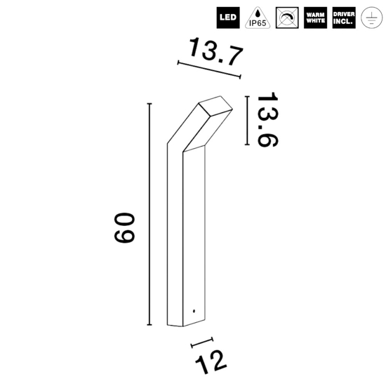 Lampione nero per giardini led 3000k basso moderno