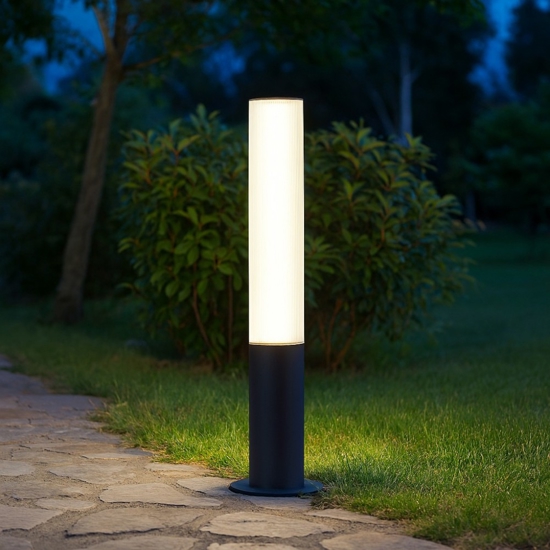 Lampioncino nero per giardini led 18w 3000k ip65 tubolare