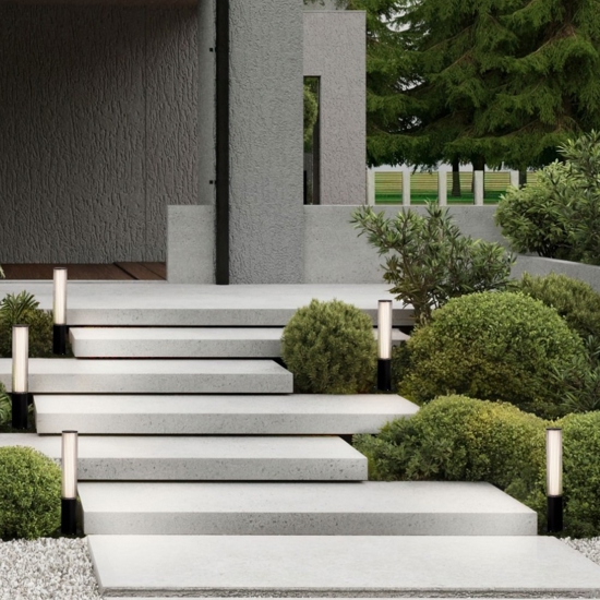 Lampioncino nero per giardini led 18w 3000k ip65 tubolare