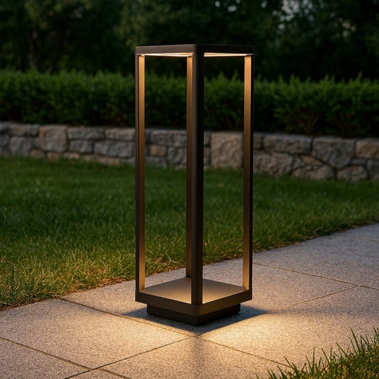 Lampione quadrato nero moderno da giardino led 9w 3000k