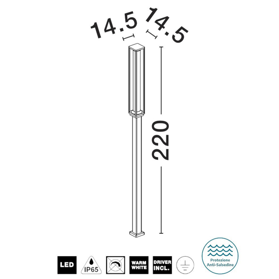Lampione alto moderno per giardino led 16w 3000k antracite