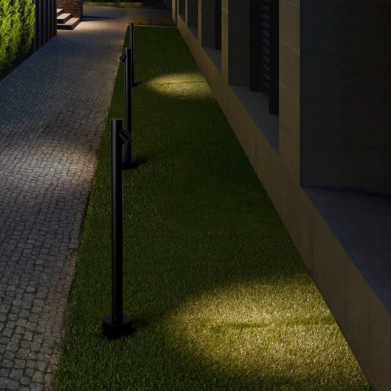 Lampione da giardino nero led 4w 3000k moderno cilindrico