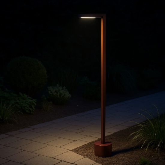 Lampione 95cm design da giardino corten anti salsedine led