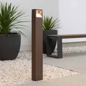 Lampione da giardino gea luce led 9w marrone corten ip54 h100 cm