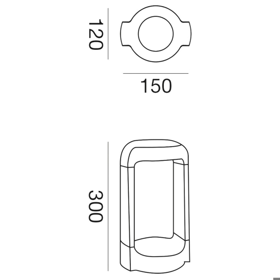 Gea luce eurus lampione da giardino led 3000k ip65 antracite h30 cm