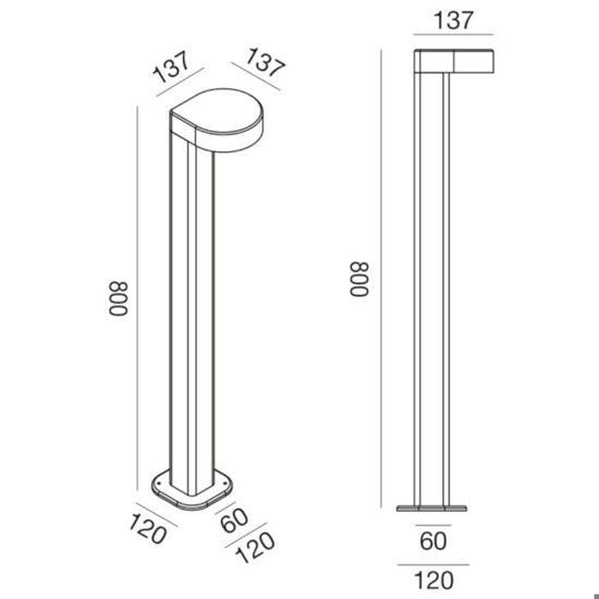 Gea luce lampione da giardino led 13w 4000k antracite ip65 h80 cm