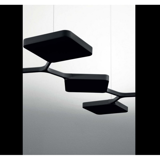 Lampadadario cucina moderna nero led 91w stilnovo quad