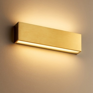Applique led 19w 3000k bi emissione ottone box w2 linea light
