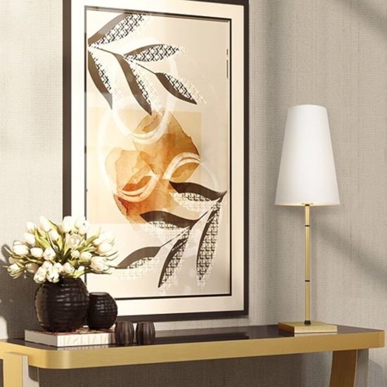Maytoni lampada per tavolo da ingresso oro ottone paralume conico zaragoza