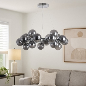 Maytoni lampadario dallas circolare per soggiorno sfere vetro fume trasparenti