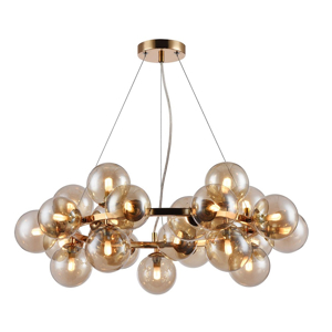 Maytoni lampadario dallas moderno per soggiorno oro sfere vetro ambra trasparente