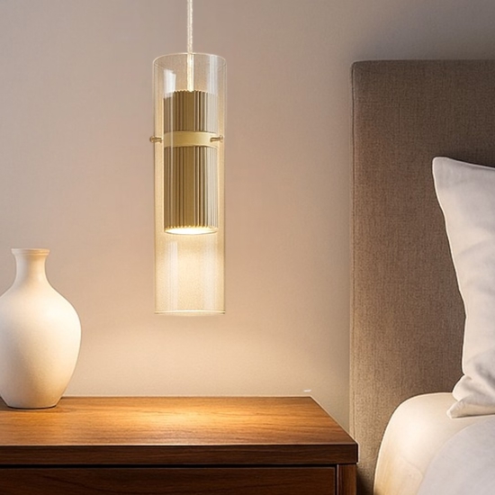 Maytoni dynamics lampada a sospensione cilindrica colore oro
