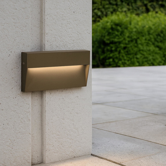 Segnapasso led da esterno corten led 6w 3000k rettangolare ip65