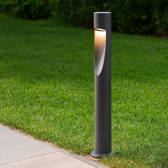Lampione da giardino grafite cilindro moderno 100cm led 15w 3000k ip66