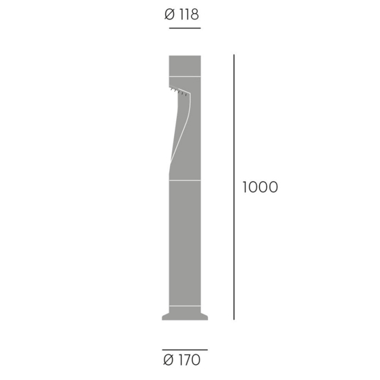 Lampione da giardino grafite cilindro moderno 100cm led 15w 3000k ip66