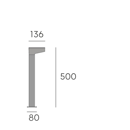 Lampione da esterno 50cm grafite led 13w 3000k design moderno ip65
