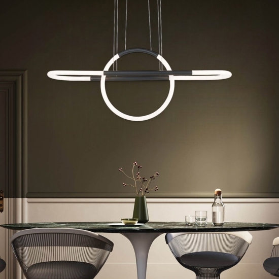 Lampadario a led design per soggiorno moderno nero 3000k fp