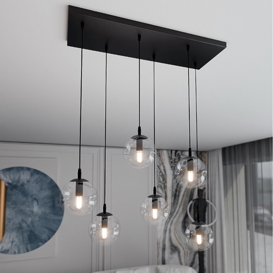 Lampadario bocce di vetro pr soggiorno moderno fp